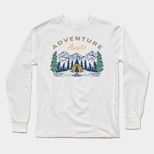 Adventure Awaits - Mountain Camping Long Sleeve T-Shirt